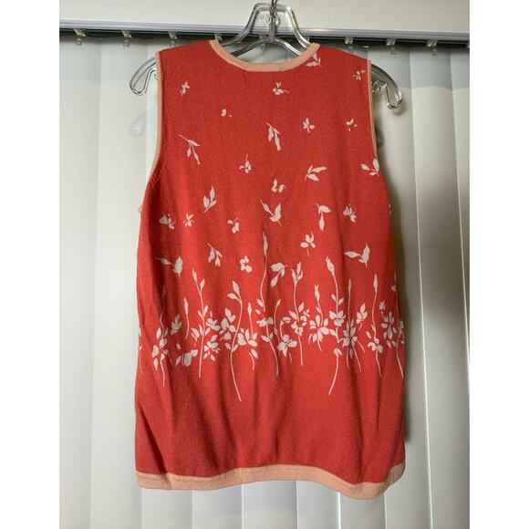Nordstrom Coral Pink Floral Sweater Tank‎ Sleeveless Sweater Knit Set EUC - Picture 2 of 16